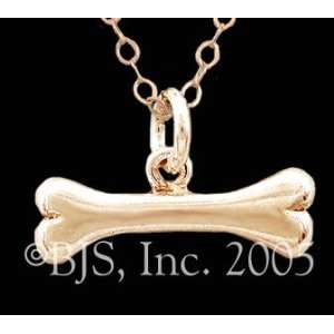 Dog Bone Necklace, 14k Yellow Gold, 18 Gold Filled Cable Chain, Dog 
