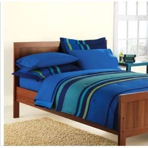  Blue & Green Striped Boys Full Comforter Set (7 Piece Bed 