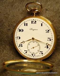1912s VINTAGE LONGINES POCKET WATCH 18K SOLID GOLD cal. 18.79 PERFECT 