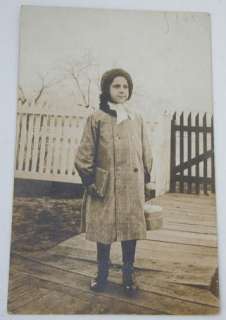 1900s PA Real Photo PC Girl w School Bk & Lunch Pail  
