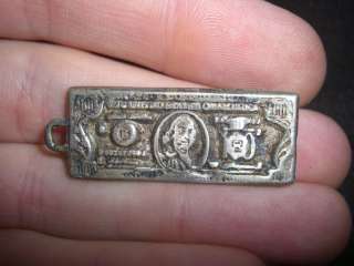 Vintage Etched 100 Dollar Bill Sterling 925 Charm Pendant  