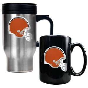  Cleveland Browns NFL Travel Mug & Ceramic Mug Set 