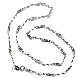 Twisted Flat Bar Chain Silver Necklace Jewelry