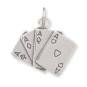  Four Aces Poker Card Hand Sterling Silver Charm 