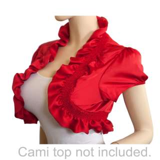 Plus Size Red Ruffle Collar Cropped Wrap Bolero Shrug  