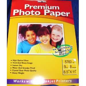  Premium Photo Paper 5760dpi 8 Sheets of Size 8.5x 11 
