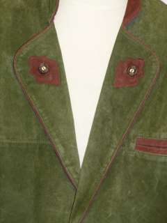 LEATHER ~ LODEN GREEN Men German Hunting Shooting Western JACKET Over 