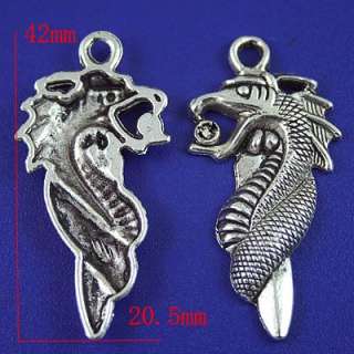 description5pcs Tibetan silver crafted hippocampi charms h1137