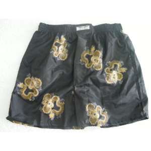   Shorts  Soft Black with Large Gold Dragons Design (SIZE XXL 34 36