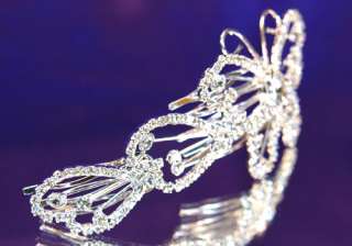 Bridal Wedding Butterfly Crystal Hair Comb T1177  