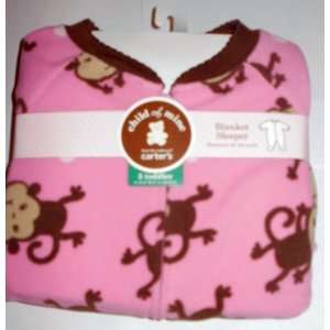   Carters Footed Pajamas Blanket Sleeper 5T   Pink with Monkeys: Baby