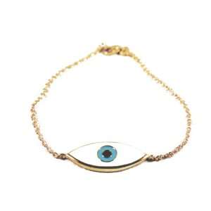  apop nyc 14k Gold Vermeil White Evil Eye Charm Bracelet 