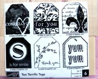   Stamp Set TOO TERRIFIC TAGS Yum Yum FLEUR SMILE Always NEW U/M  