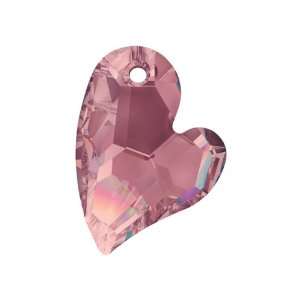  6261 17mm Devoted 2 U Heart Pendant Crystal Antique Pink 