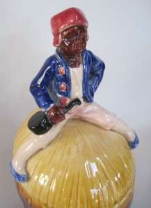Black Americana Minstral With Banjo Tobacco Jar #1422  
