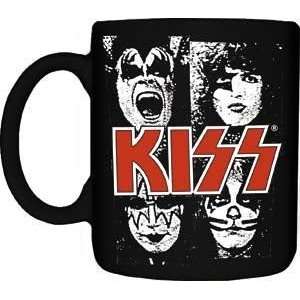  KISS   b/w closeup with logo   12 Oz. Coffee Mug: Kitchen 