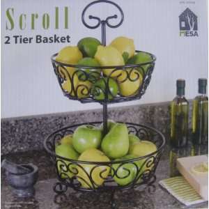 Tier Wrought Iron Handcrafted Fruit Basket Stand:  