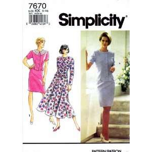  Simplicity 7670 Sewing Pattern Dress Slim Flared Skirt 