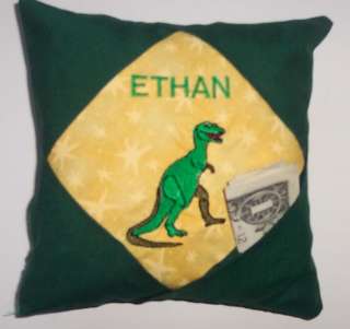 PERSONALIZED Tooth Fairy Pillow with poem   DINOSAUR!!  