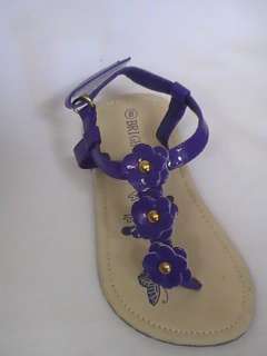 Girls Purple Thong Sandal w/Flowers BR0798 TDDLR Sz 8  