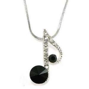  Beautiful Ice and Large Black Crystal Musical Eighth Note 