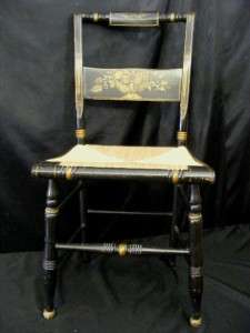   Hitchcock Wood Black CHAIR ca 1950 1960 w / Woven Cane Seat  