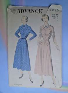 Vintage 40s Pointed Yoke Flared Skirt Dress Pattern 34  