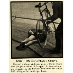   Bicycle Race Biking Crash   Original Halftone Print