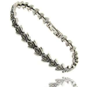 Sterling Silver Marcasite Design Bracelet: Jewelry