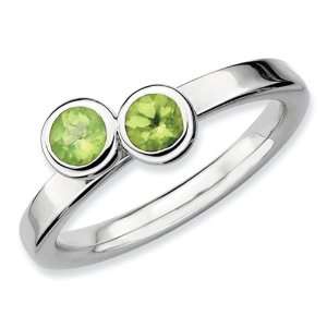 Stackable Expressions Sterling Silver Db Round Peridot Stackable Ring 