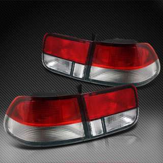 96 00 Honda Civic 2 Door Red Clear Tail Lights Lamp Set  