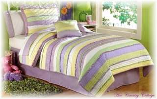 Hand Crafted Purple Quilt Set Pillow Shams Full Queen  