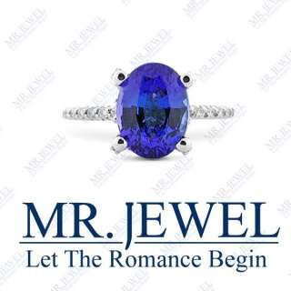05 CT OVAL TANZANITE AND DIAMOND RING AAAA COLOR  