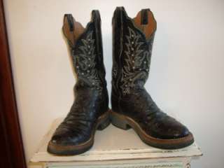 Lucchese 2000 Black REAL OSTRICH Quill Cowboy Cowgirl Boots 6.5 B 