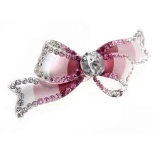    Pink Ribbon Swirl Crystal Hair Clip Barrette Jewelry: Beauty
