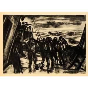   World War II Sailors Navy Wartime Art   Original Halftone Print Home