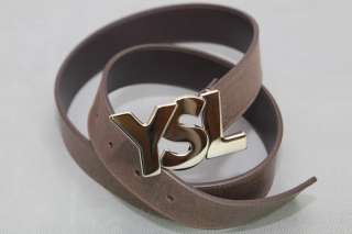 YSL 11AW NWT WOOD PRINTED LOGO TAG CALFSKIN BELT  