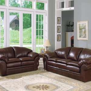   L55 85 Castlerock Leather Sofa and Loveseat Set: Furniture & Decor