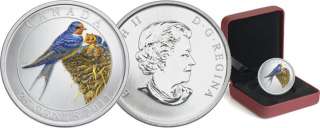 2011 CANADA 25 cent coloured coin Barn Swallow  
