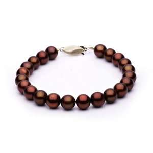   9mm Chocolate Freshwater Cultured Pearl Bracelet AAA Quality, 7 Inch