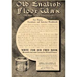  1907 Ad Old English Floor Wax Container Wood A.S. Boyle 