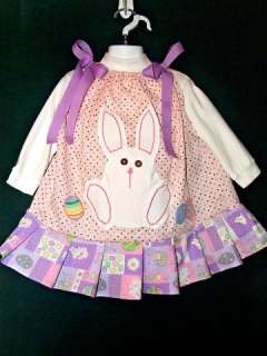 Easter Bunny Dress 3T Boutique Couture & Matching Carrot Hair Bow So 