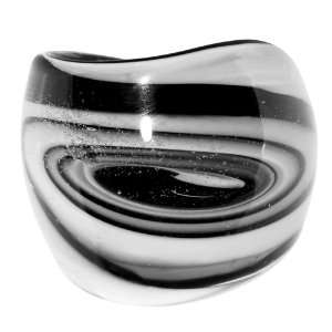  Handmade Black White Marbled Glass Ring: Jewelry