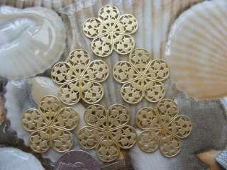 4pc Brass Flower Filigrees,Gold Color Charm Pendant Findings fa036