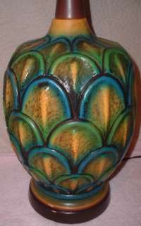 Vintage Midcentury/Danish Modern Art Pottery Lamp 1 of 2 Colorful 