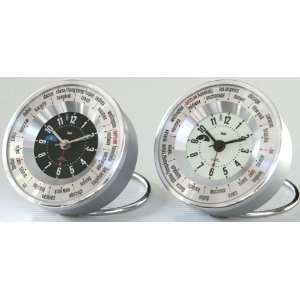  Auto Align Silver Globe Trotter Travel Clock