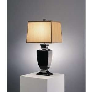   Black Lead Crystal Table Lamp with Cafe Shade: Home Improvement
