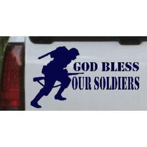 Navy 18in X 10.3in    God Bless Our Soldiers Military Car Window Wall 