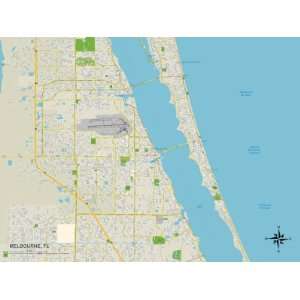  Political Map of Melbourne, FL Premium Poster Print, 32x24 