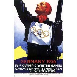  Winter Olympics GERMANY 1936 Ski Poster